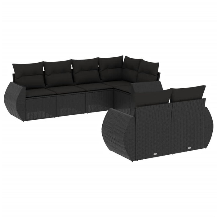 Set canapele de grădină cu perne, 7 piese, negru, poliratan - WALTI WALTI