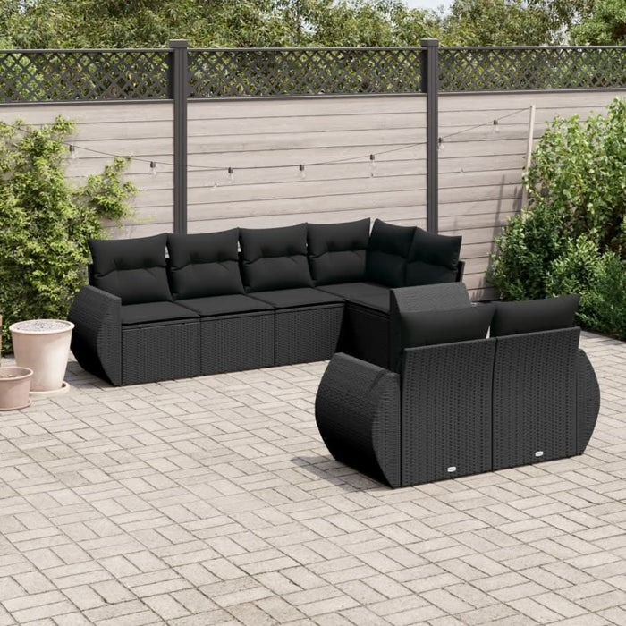 Set canapele de grădină cu perne, 7 piese, negru, poliratan - WALTI WALTI