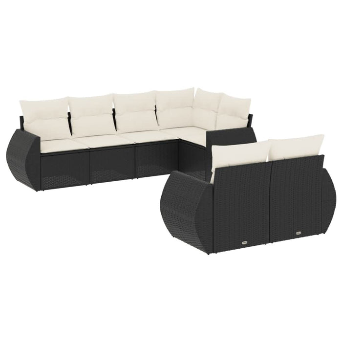 Set canapele de grădină cu perne, 7 piese, negru, poliratan - WALTI WALTI