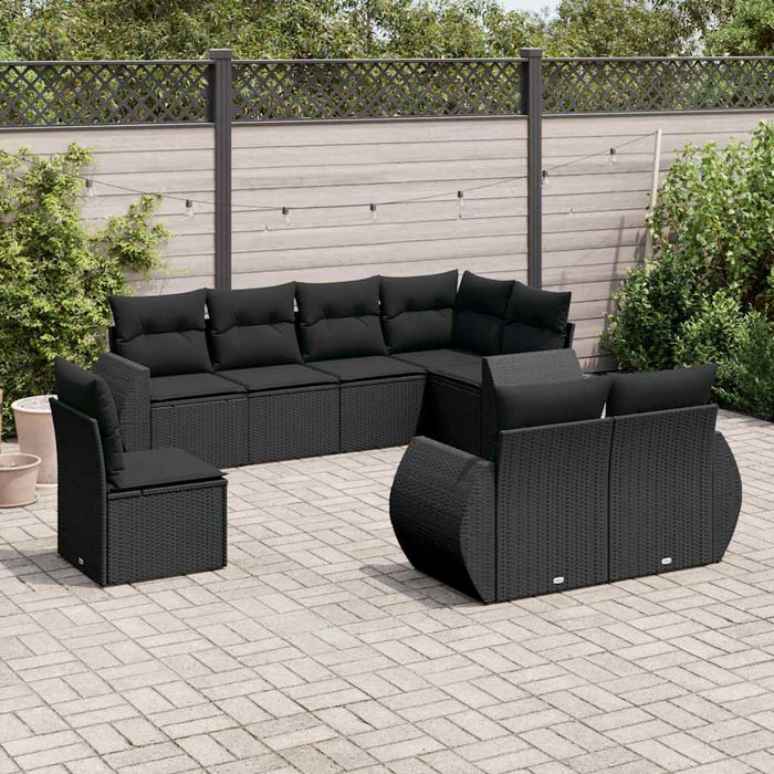 Set mobilier de grădină cu perne, 8 piese, negru, poliratan - WALTI WALTI