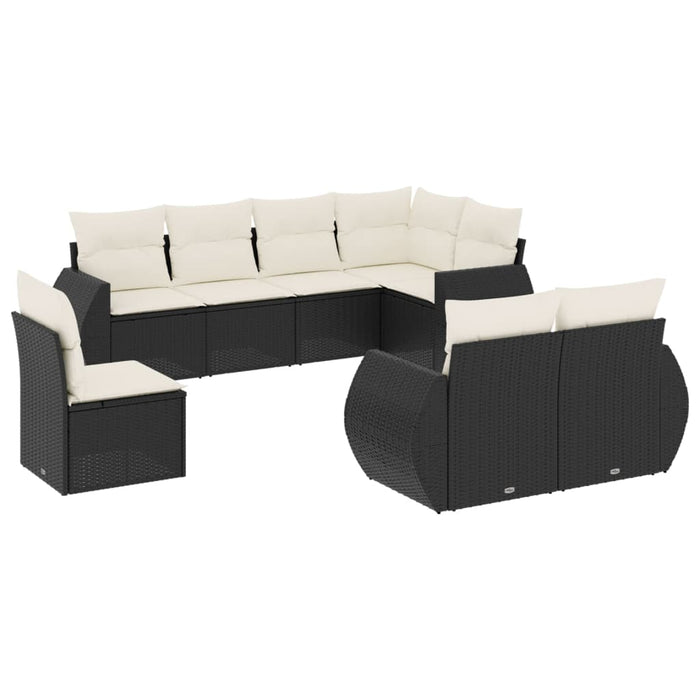 Set mobilier de grădină cu perne, 8 piese, negru, poliratan - WALTI WALTI