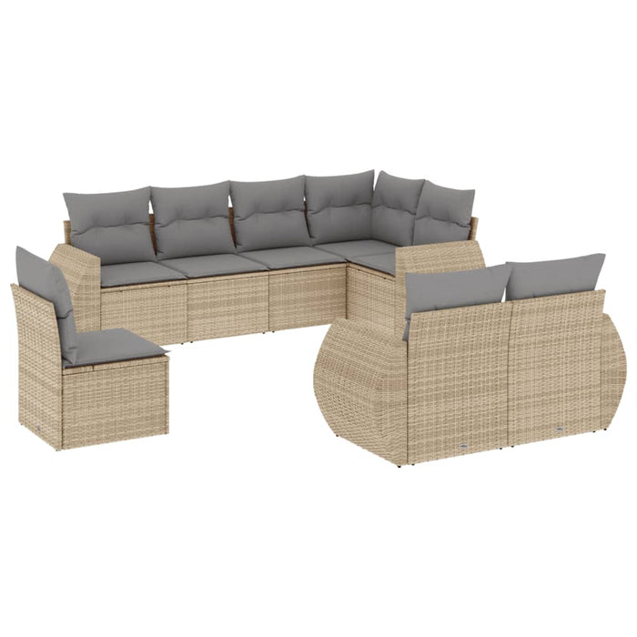 Set canapele de grădină, 8 piese, cu perne, bej, poliratan WALTI