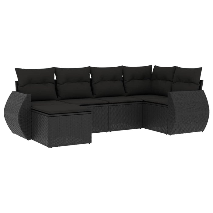 Set mobilier de grădină cu perne, 6 piese, negru, poliratan - WALTI WALTI