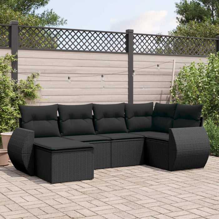 Set mobilier de grădină cu perne, 6 piese, negru, poliratan - WALTI WALTI