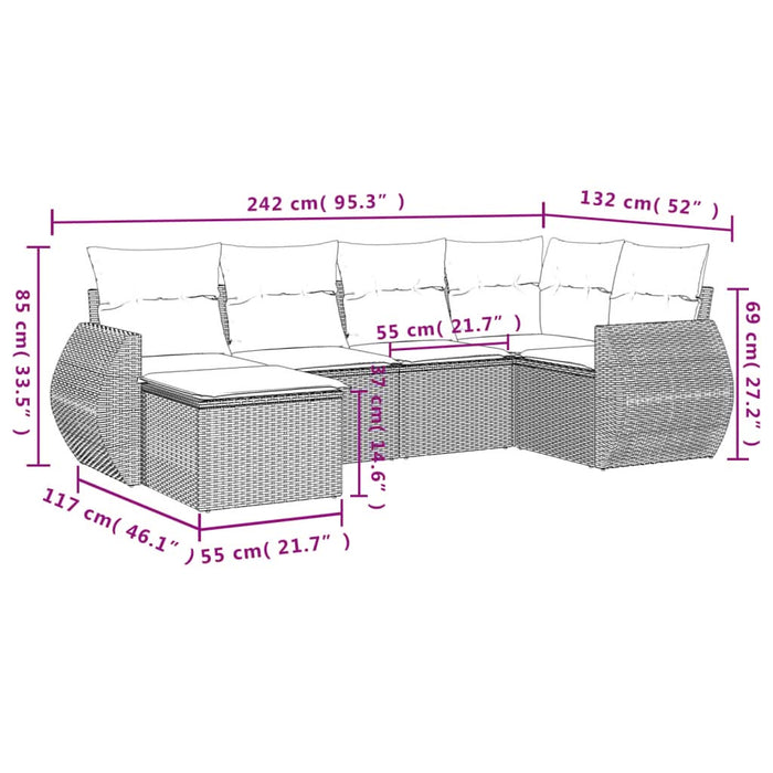 Set canapele de grădină cu perne, 6 piese, bej, poliratan - WALTI WALTI