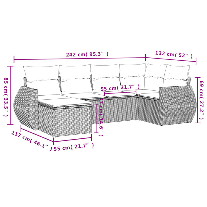 Set canapele de grădină cu perne, 6 piese, bej, poliratan - WALTI WALTI
