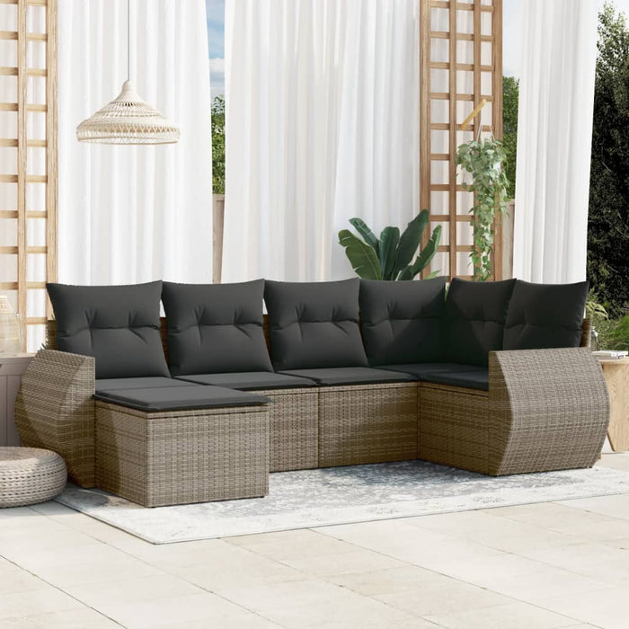 Set mobilier grădină cu perne, 6 piese, gri, poliratan - WALTI WALTI