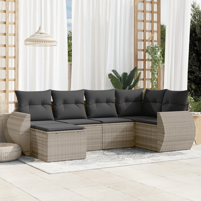 Set canapele de grădină cu perne, 6 piese gri deschis poliratan - WALTI WALTI