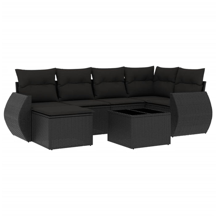 Set canapele de grădină cu perne, 7 piese, negru, poliratan - WALTI WALTI