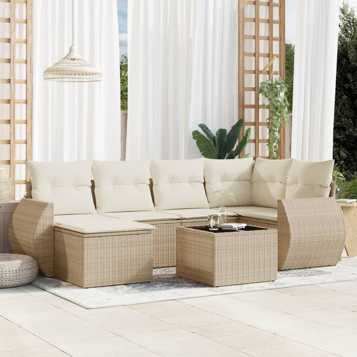 Set canapele de grădină, 7 piese, cu perne, bej, poliratan - WALTI WALTI