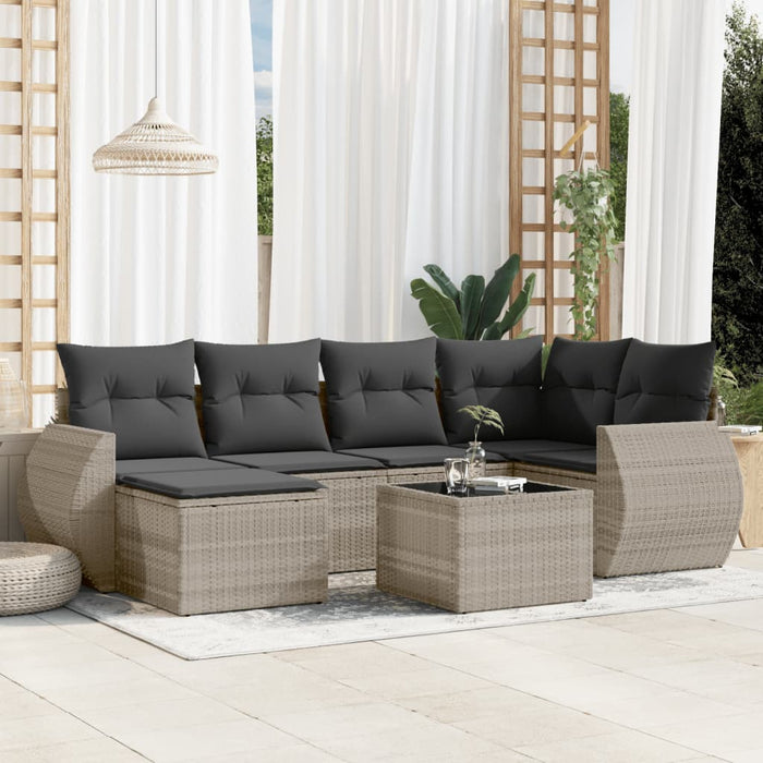 Set canapele de grădină cu perne, 7piese gri deschis poliratan - WALTI WALTI