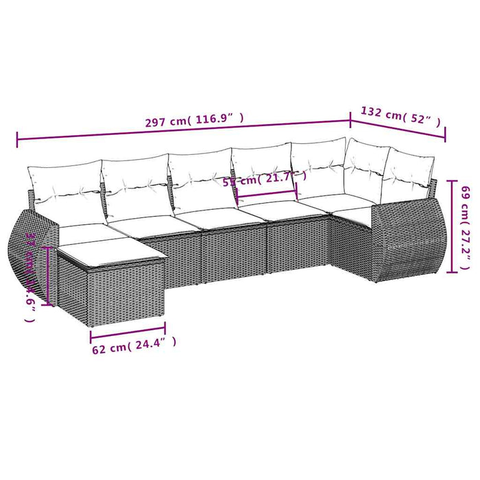 Set canapele de grădină cu perne, 7 piese, negru, poliratan - WALTI WALTI