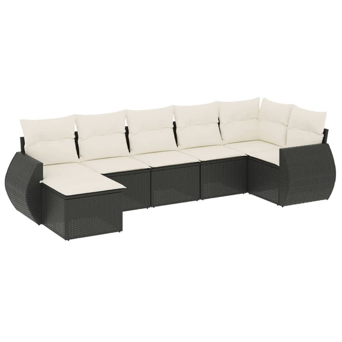 Set canapele de grădină cu perne, 7 piese, negru, poliratan - WALTI WALTI