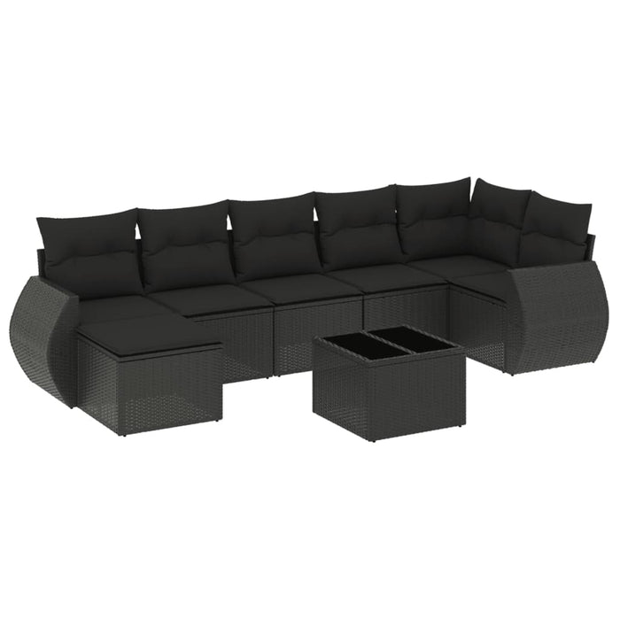 Set mobilier de grădină cu perne, 8 piese, negru, poliratan - WALTI WALTI