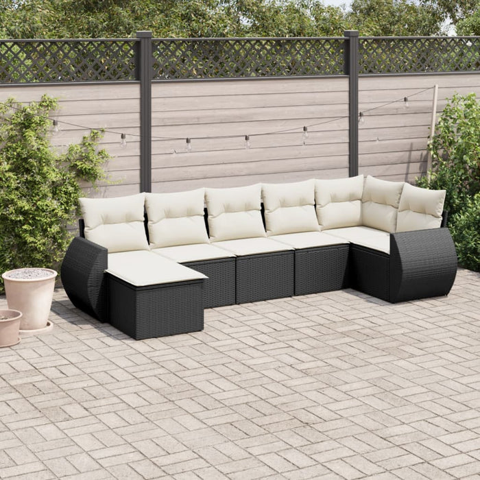 Set mobilier de grădină cu perne, 8 piese, negru, poliratan - WALTI WALTI