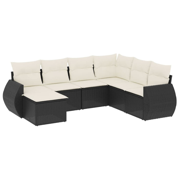 Set canapele de grădină cu perne, 7 piese, negru, poliratan - WALTI WALTI