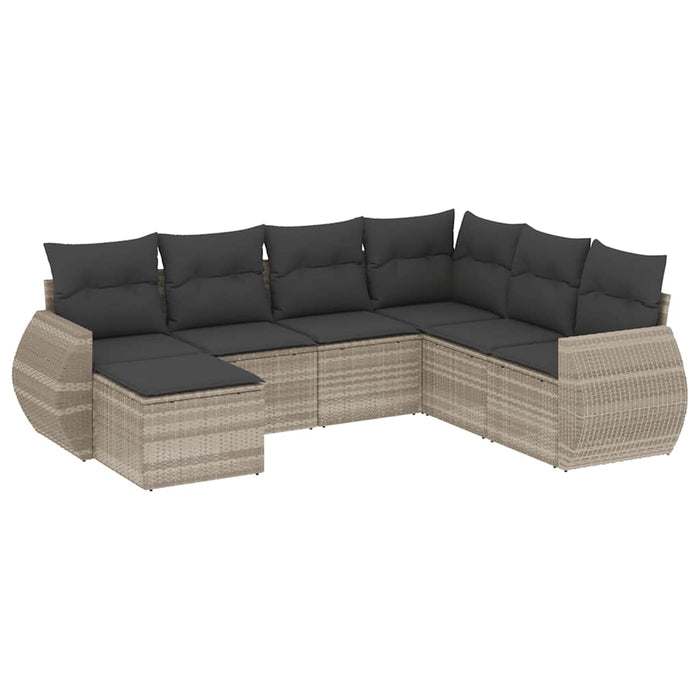 Set canapele de grădină cu perne, 7piese gri deschis poliratan WALTI
