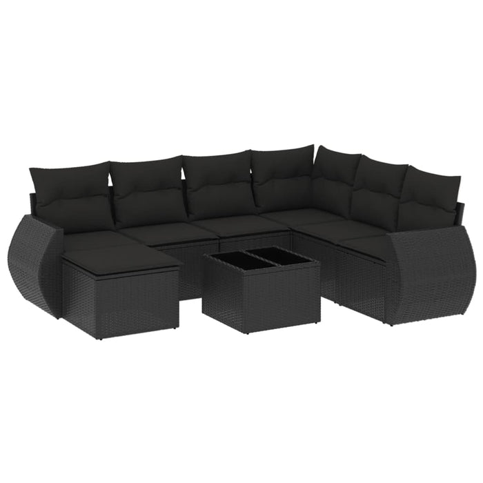 Set mobilier de grădină cu perne, 8 piese, negru, poliratan - WALTI WALTI