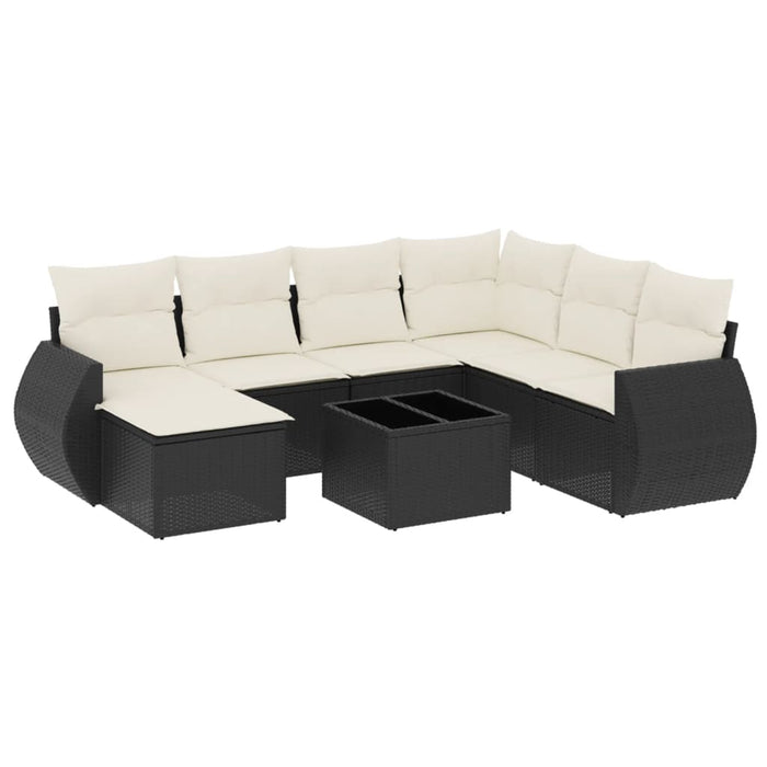 Set mobilier de grădină cu perne, 8 piese, negru, poliratan - WALTI WALTI