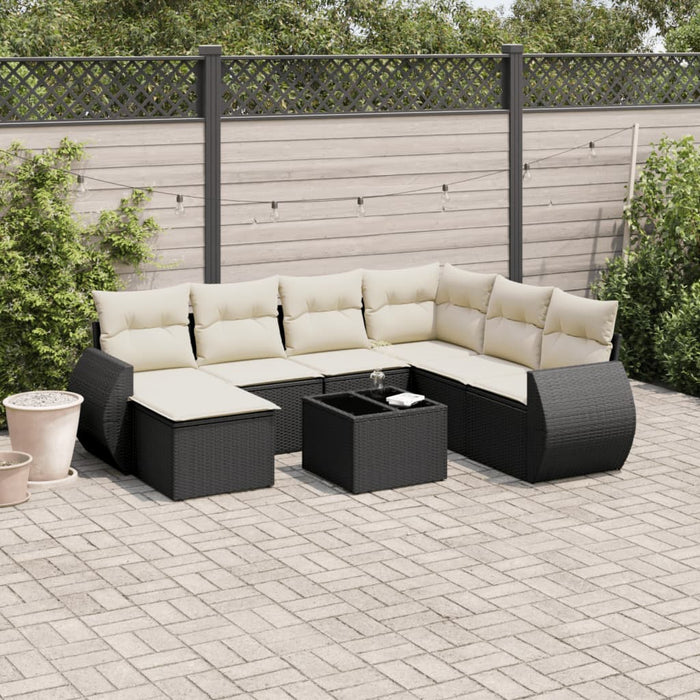 Set mobilier de grădină cu perne, 8 piese, negru, poliratan - WALTI WALTI