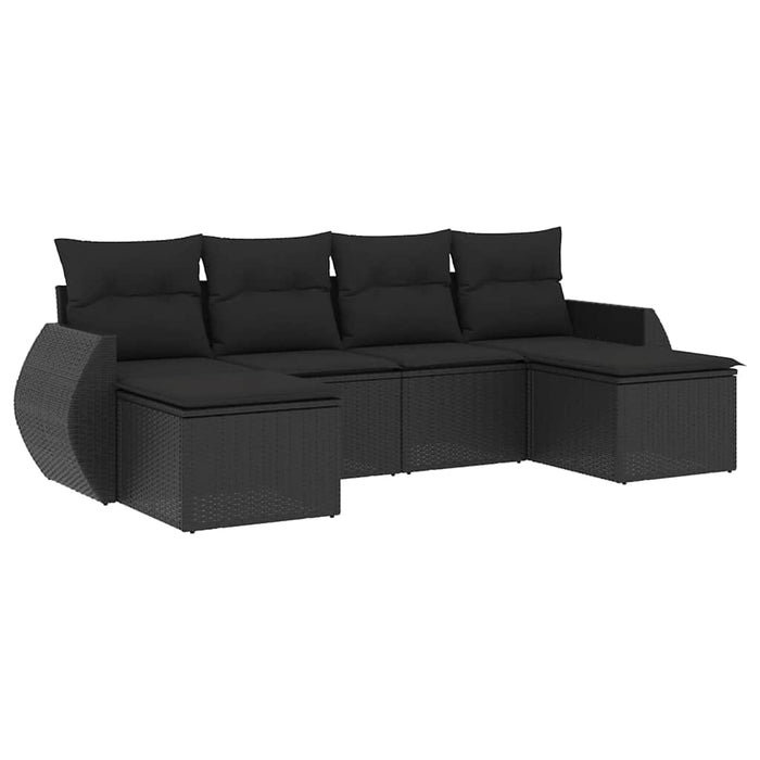 Set mobilier de grădină cu perne, 6 piese, negru, poliratan - WALTI WALTI