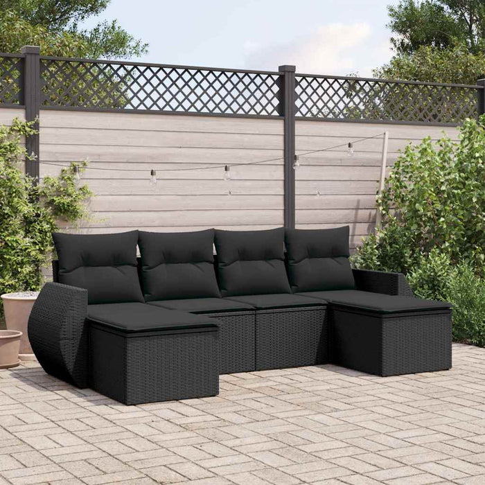 Set mobilier de grădină cu perne, 6 piese, negru, poliratan - WALTI WALTI