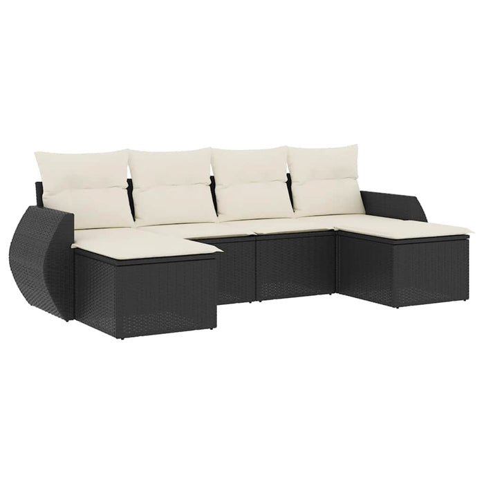 Set mobilier de grădină cu perne, 6 piese, negru, poliratan - WALTI WALTI