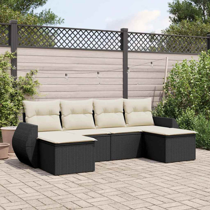 Set mobilier de grădină cu perne, 6 piese, negru, poliratan - WALTI WALTI