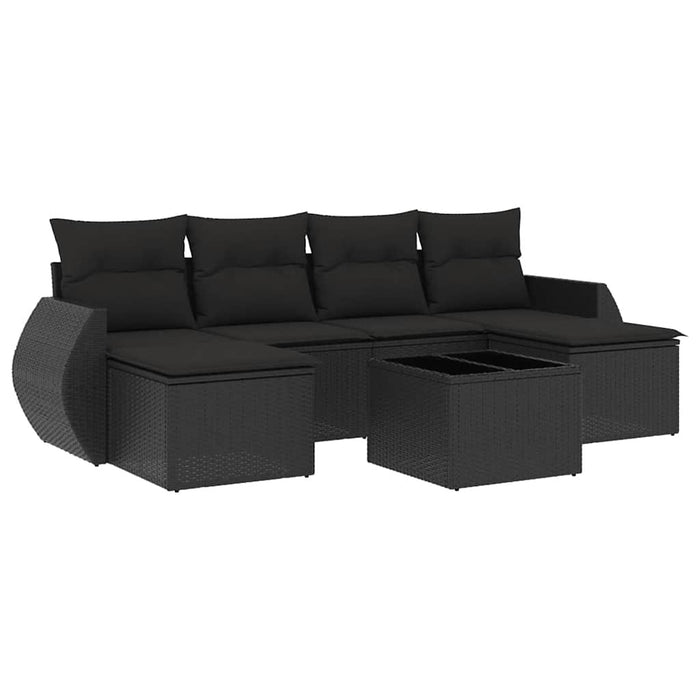 Set canapele de grădină cu perne, 7 piese, negru, poliratan - WALTI WALTI
