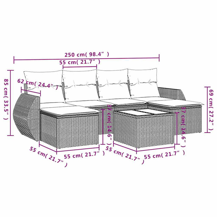 Set canapele de grădină cu perne, 7 piese, negru, poliratan - WALTI WALTI