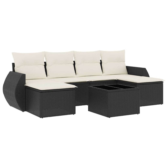 Set canapele de grădină cu perne, 7 piese, negru, poliratan - WALTI WALTI