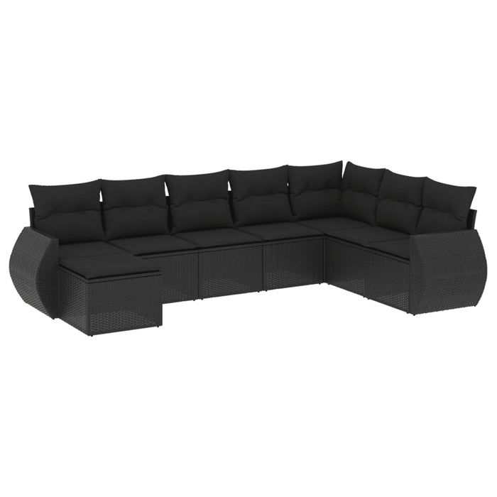 Set mobilier de grădină cu perne, 8 piese, negru, poliratan - WALTI WALTI
