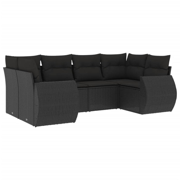 Set mobilier de grădină cu perne, 6 piese, negru, poliratan - WALTI WALTI