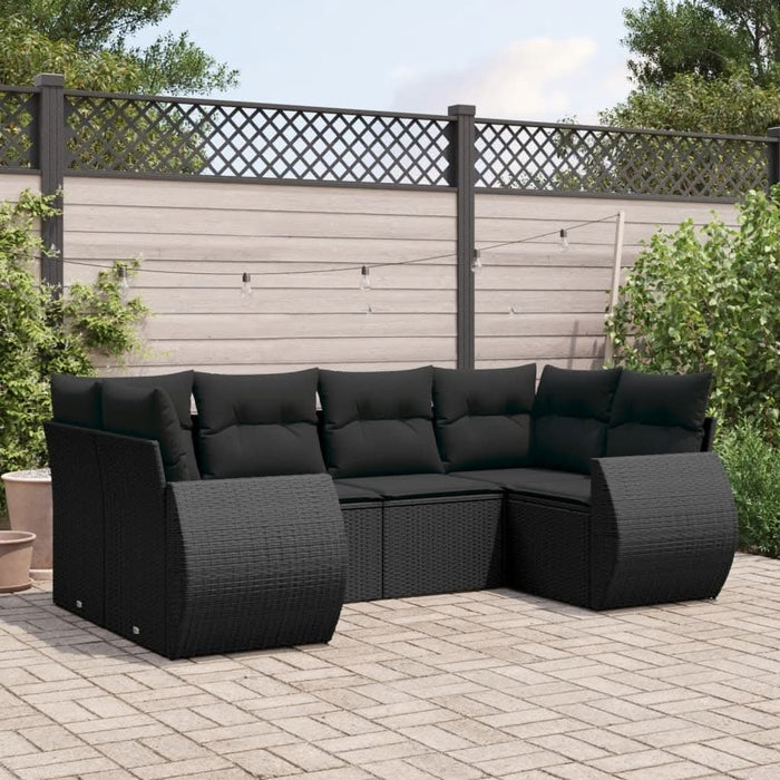 Set mobilier de grădină cu perne, 6 piese, negru, poliratan - WALTI WALTI