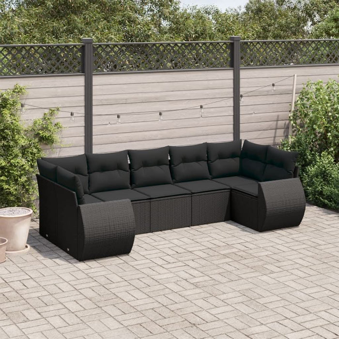 Set canapele de grădină cu perne, 7 piese, negru, poliratan - WALTI WALTI