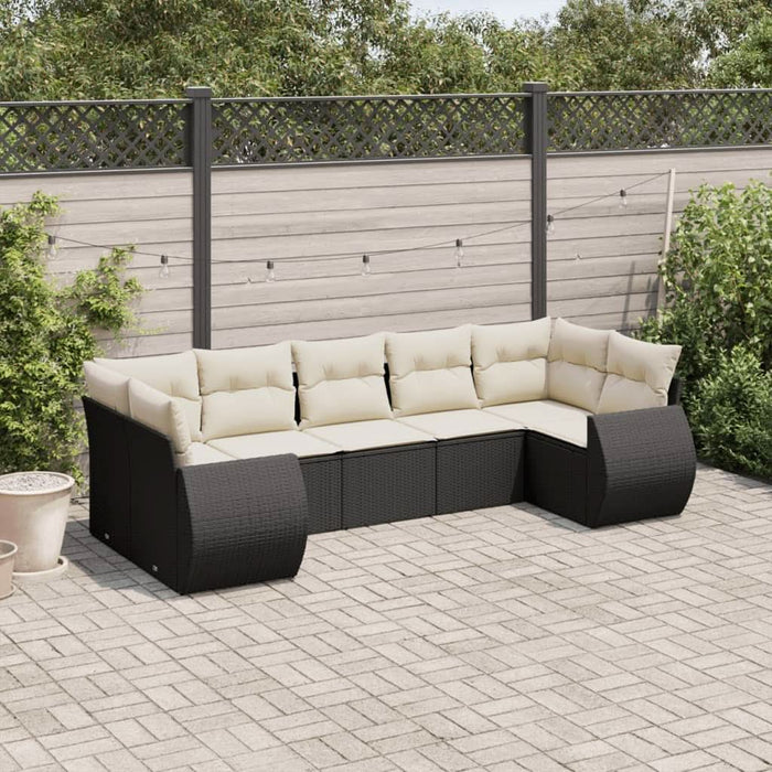 Set canapele de grădină cu perne, 7 piese, negru, poliratan - WALTI WALTI