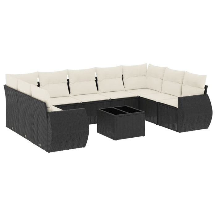 Set canapele de grădină cu perne, 10 piese, negru, poliratan - WALTI WALTI