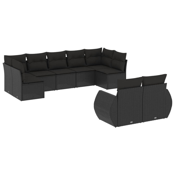 Set mobilier de grădină cu perne, 9 piese, negru, poliratan - WALTI WALTI