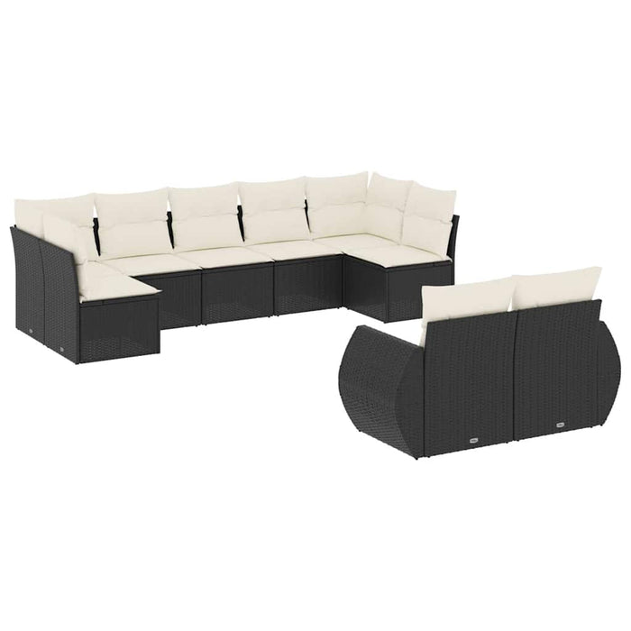 Set mobilier de grădină cu perne, 9 piese, negru, poliratan - WALTI WALTI