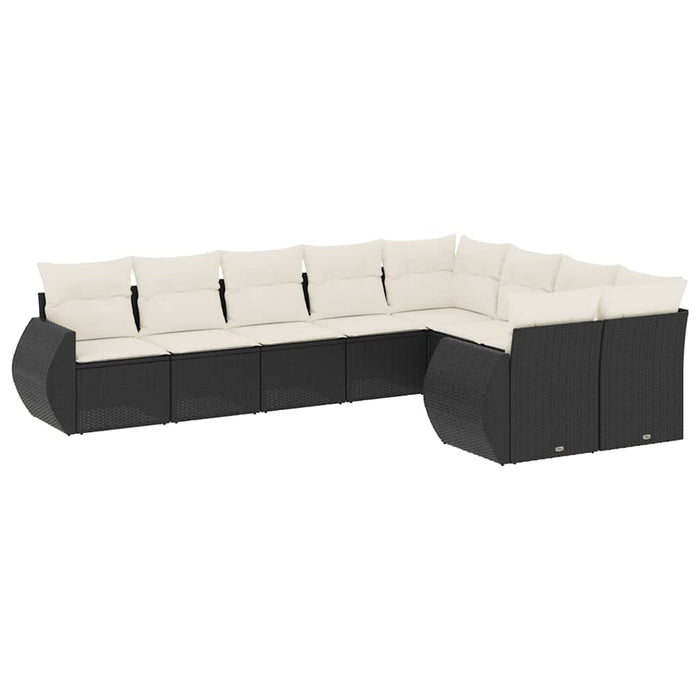 Set mobilier de grădină cu perne, 9 piese, negru, poliratan - WALTI WALTI