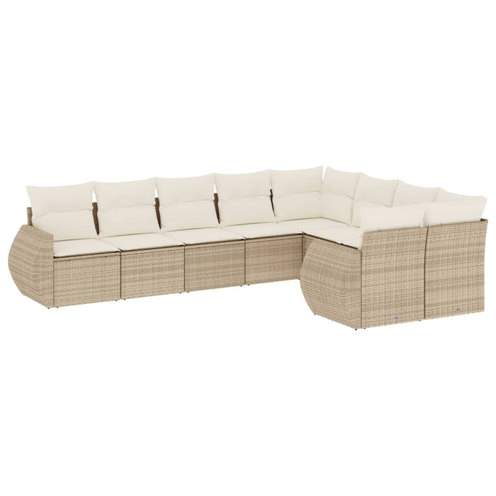 Set canapele de grădină, 9 piese, cu perne, bej, poliratan - WALTI WALTI