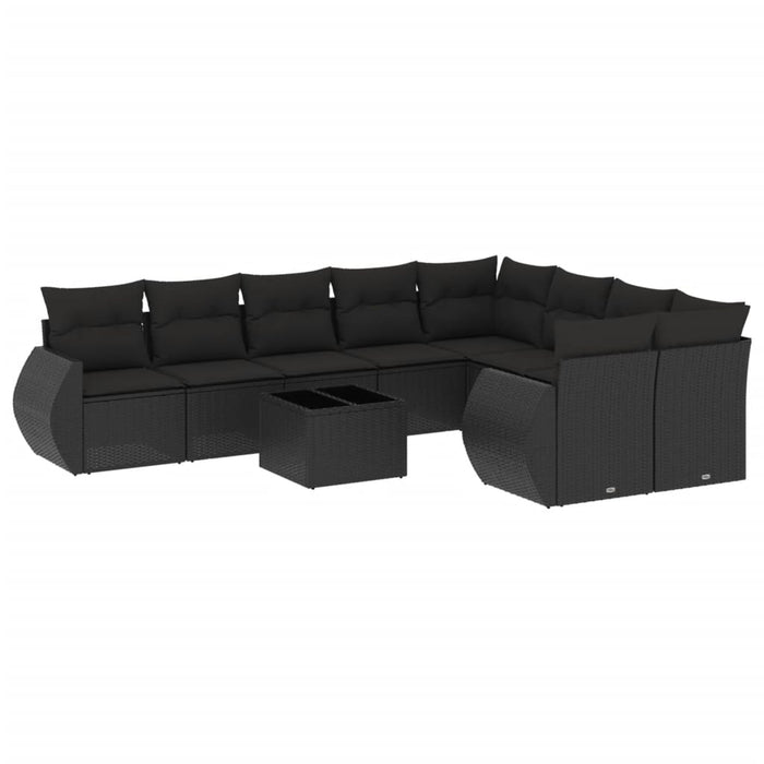 Set canapele de grădină cu perne, 10 piese, negru, poliratan - WALTI WALTI