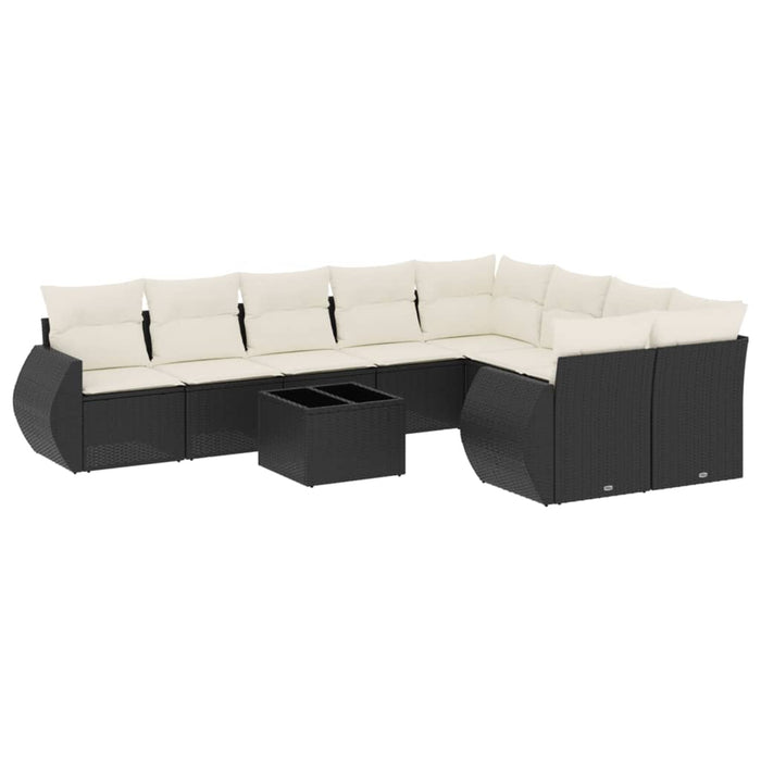 Set canapele de grădină cu perne, 10 piese, negru, poliratan - WALTI WALTI