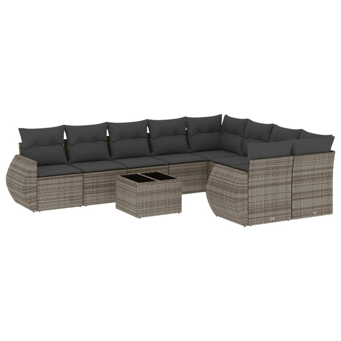 Set mobilier de grădină cu perne, 10 piese, gri, poliratan - WALTI WALTI
