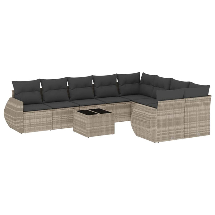 Set canapele de grădină cu perne 10 piese gri deschis poliratan WALTI