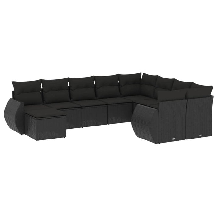 Set canapele de grădină cu perne, 10 piese, negru, poliratan - WALTI WALTI