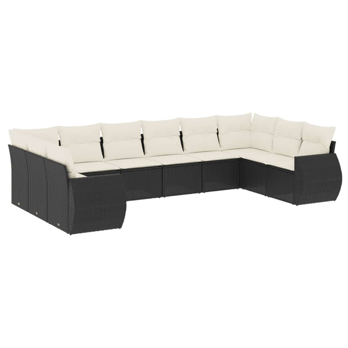 Set canapele de grădină cu perne, 10 piese, negru, poliratan - WALTI WALTI