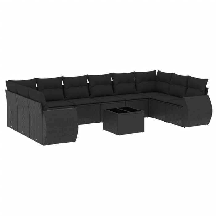Set canapele de grădină cu perne, 11 piese, negru, poliratan - WALTI WALTI