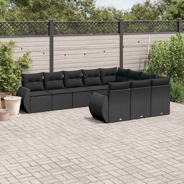 Set canapele de grădină cu perne, 10 piese, negru, poliratan - WALTI WALTI