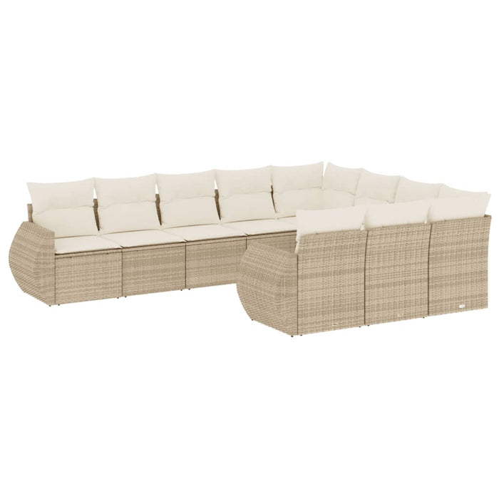 Set canapele de grădină cu perne, 10 piese, bej, poliratan WALTI